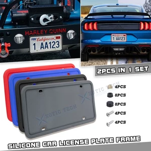 Pack License Plate Frame Tag Cover Screw Caps Rubber Bracket with Drainage Holes - Picture 1 of 17