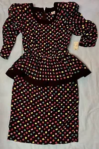 Vestido de Colección Años 80 Peplum Does Años 40 Hombros Grandes Espalda Lazo Bajo Malla - Imagen 1 de 16
