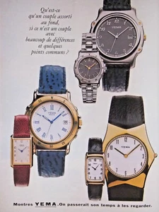 PUBLICITÉ DE PRESSE 1995 MONTRES HOMMES ET FEMMES YEMA - ADVERTISING - Picture 1 of 1
