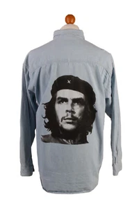 Camisa de mezclilla estampada Lee Che Guevara manga larga remake azul claro talla L-SH3979 - Imagen 1 de 4