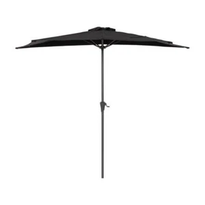 CorLiving Half Patio Umbrella 91.25"x103.5"x53.5" Steel in Black Collapsible - Picture 1 of 9