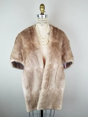 Estola de piel de visón topo plateado vintage con característica de cruz * Capa de visón nupcial Foto 1 de 4