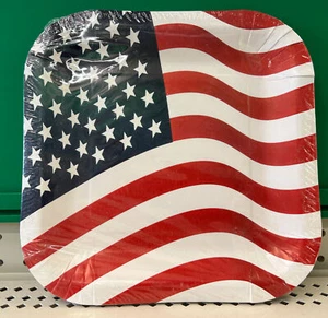 Patriotic American Flag 9" Paper Plates - 12 pack- New -4th of July Party - Picture 1 of 3