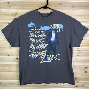Camiseta Tupac 2Pac "And 2Morrow" Cuaderno Música Rap XL Negra Estampado Grande Cali Love - Imagen 1 de 7