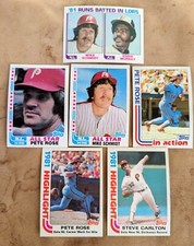 1982 Topps Baseball Cards  Pete Rose (3) Steve Carlton Mike Schmidt (2  Phillies