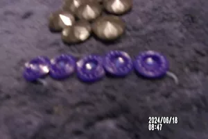 12 vintage buttons -7 are 1 1/4'' black round pointed in middle-5-1/2'' blue rd. - Picture 1 of 4