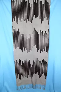 CEJON Gray/Dark Brown STRIPED PRINT Fringe Hem SOFT KNIT Scarf Wrap Shawl - Picture 1 of 5