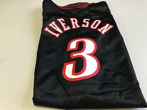 NWT MEN'S ALLEN IVERSON #3 RETRO PHILADELPHIA 76ERS BLACK CHAMPION JSY FREE SHIP - Picture 1 of 7