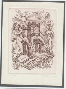 Impresión artística erótica original vintage de Exlibris por ZIEROLD EREARD / Alemania - Imagen 1 de 1
