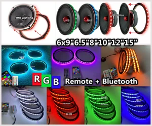 6x9"6.5" 8" 10" 12" 15" RGB Colors LED Remote APP Car Audio Speaker Rings Lights - Picture 1 of 18