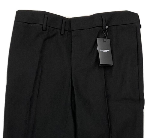 SAINT LAURENT (YSL) Pantaloni Saint Laurent a spina di pesce in lana nera $900 taglia EU 50 US 34 Made in Italy