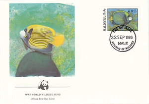 Emperador Angelfish Staghorn Coral WWF Maldivas FDC 1986 (145265) - Imagen 1 de 1