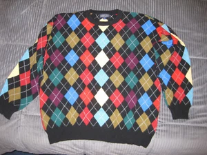Vintage Lands End Cashmere Sweater Size Large Argyle Crewneck Men’s Excellent - Picture 1 of 6