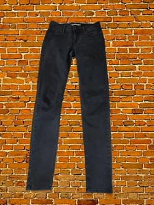 DAMEN LEVI'S 710 GRÖSSE W26 L30 SCHWARZ WASH SUPER SKINNY MITTELRISE DENIM JEANS 26X30 - Bild 1 von 4