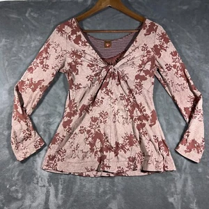 Vintage Language Top Damen Medium Beige Babydoll Empire Blumen V-Ausschnitt Y2K - Bild 1 von 8