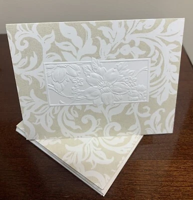 Ivory Embossed Flower Flowers Blank Notecards Note Cards By Hallmark - Set of 7 Foto 1 de 3