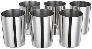Traditional Stainless Steel glass Colour Silver set Of 6 K543 - Picture 1 of 2