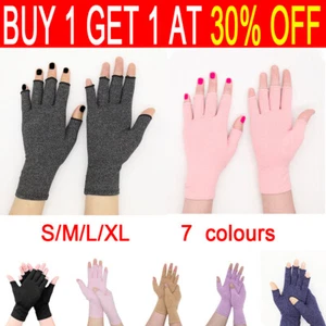 Anti Arthritis Gloves Compression Fingerless Support Hand Rheumatoid Pain Relief - Picture 1 of 26