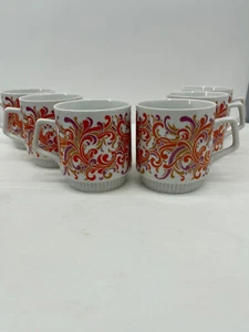Vintage 1960s Stacking Mugs, Groovy Design Mod Retro Cups, Set of 6 RARE - Picture 1 of 5