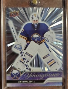 2023-24 UD DEVON LEVI YOUNG GUNS SILVER OUTBURST  FRESH NICE PULL SABRES RC One+