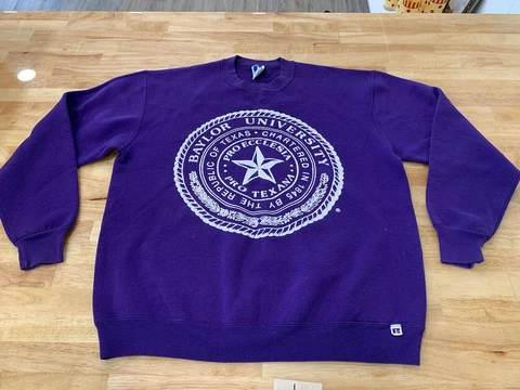 XL 90s baylor university bears russell athletic single v sweatshirt usa purple Cover