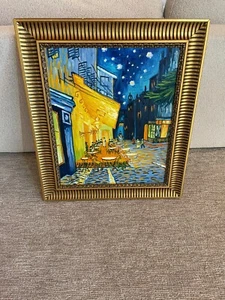 Vincent Van Gogh Cafe Terrace at Night Painted Replica Painting with Frame - Picture 1 of 9
