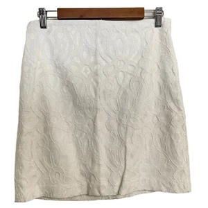Ann Taylor LOFT Womens White NWT Floral Lace Side Zip Pencil Mini Skirt Size 4 - Picture 1 of 7