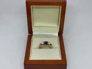 0.40ct Sapphire and Cubic Zirconia 9ct Yellow Gold Ring - Picture 1 of 6