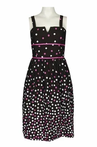 Pink Polkadot Fit and Flare Cotton Blend Dress by Chetta B - Picture 1 of 1