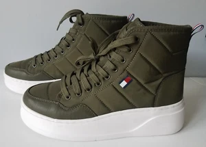 Tommy Hilfiger Gemmy Lightweight Sneakers Lace up Green Nylon Ankle Boots Size 9 - Picture 1 of 6