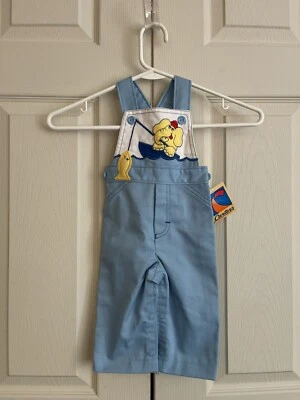 Vintage Carter Baby Overalls Elephant Fishing theme USA Made Size 12 Months NWT - Image 1 of 4