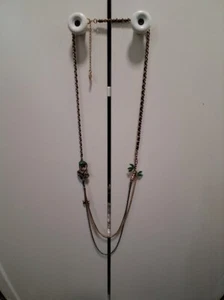 Betsey Johnson Rhinestone Cobra Snake Multi Strand Long Necklace Vintage - Picture 1 of 6