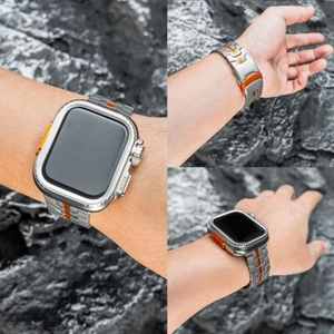 Metalowy pasek tytanowy + ulepszony do ultra etui do Apple Watch 44mm 45mm - Zdjęcie 1 z 18