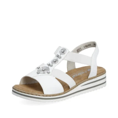 Sandália feminina Rieker sapatos brancos V0687 - Imagem 1 de 4