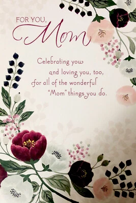 Happy Birthday For You Mom Flowers Wonderful 5”x7” Hallmark Greeting Card