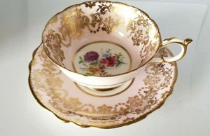 Tazza da tè e piattino Paragon rosa oro floreale Sua Maestà Regina Sua Maestà Regina Maria superba - Foto 1 di 12
