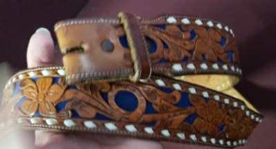 Cinturón de cuero hecho a mano Western Rodeo Harlan sin hebilla regalo Foto 1 de 4