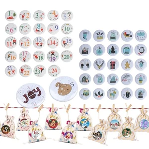 Christmas Advent Calendar Number Xmas Ornament Christmas Label Christmas Badges - Picture 1 of 17