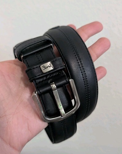 SAINT LAURENT (YSL) Cintura vintage anni 70 80 YSL YVES Saint LAURENT in pelle nera misura 32 34"