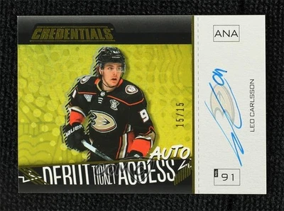 2023 Upper Deck Credentials Yellow 15/15 Leo Carlsson #DTAAH-LC Rookie Auto - Image 1 of 3