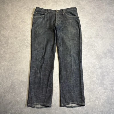 Pantalones de mezclilla Theory para hombre 34 lavado oscuro botón mosca elástico hechos en EE. UU. Foto 1 de 4