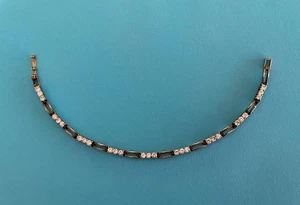 Brazalete Tenis De Colección Oro Vermeil 925 Circonita Cúbica y Eslabón Abierto 7.5" - Imagen 1 de 14