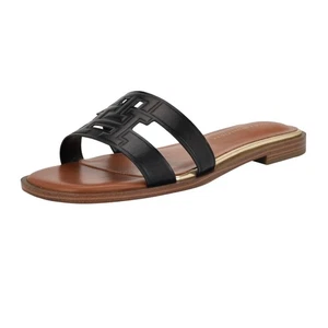 Tommy Hilfiger Womens Terenz Slide Sandal TWTERENZ Black / Brown 9M - Foto 1 di 12
