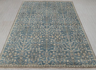 Blue Modern Oushak Anatolian Design Hand Knotted CUSTOM SIZE Rug For Living Room - Image 1 of 4