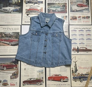 St. John's Bay Vintage 90er Denim Trucker Weste Freizeit Blau Damen Übergröße 22W - Bild 1 von 10
