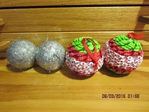 4 PIER 1 ORNAMENTS--(2) RIBBON-(2) SILVER--#R7A-2 - Picture 1 of 24