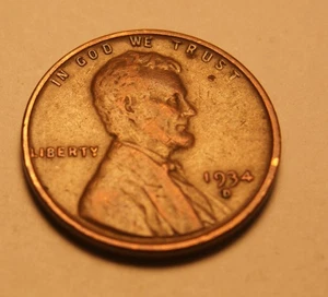 1934 D LINCOLN PENNY XF 4 - Picture 1 of 2