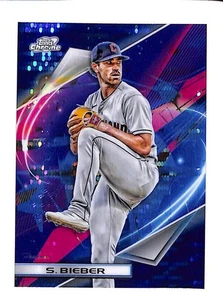 2022 TOPPS COSMIC CHROME BASEBALL 100 SHANE BIEBER RIFRATTORE BLUE MOON 39/99 - Foto 1 di 2
