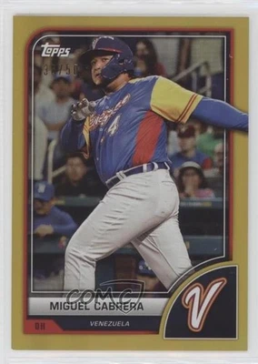 2023 Topps World Baseball Classic Gold Rainbow Foil /50 Miguel Cabrera #34 - Image 1 of 2