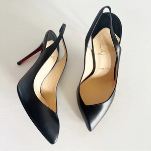 Christian Louboutin Corneille Black Asymmetric Slingback Heels Size EU 36,5 - Bild 1 von 12